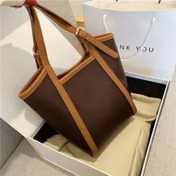 Женская сумка для поездок на работу, новая модная ретро-сумка через плечо для матери и ребенка, портативная универсальная сумка-ведро чёрный