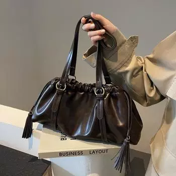 Женская сумка для поездок под мышкой, большая вместимость, новая осенне-зимняя повседневная ретро-сумка на одно плечо с плиссировкой