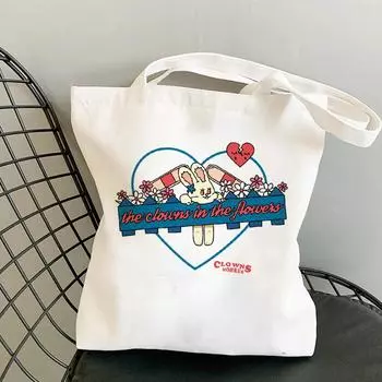 Женская сумка для покупок Harajuku, сумка с мультяшным сердечком и буквенным принтом, парусиновая сумка для покупок, сумки для девочек, сумки на плечо, женские сумки 24*26cm