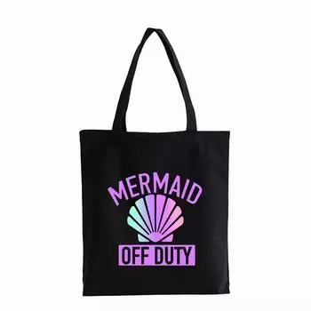 Женская сумка для покупок «Русалка» в стиле Харадзюку, женская эстетичная сумка для хранения большой емкости, холщовая сумка через плечо 24*26cm