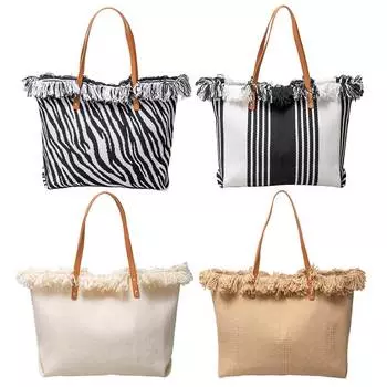 Женская сумка для покупок с кисточками, простая сумка через плечо, большая вместительная пляжная сумка-тоут, повседневная сумка для женщин Style 4