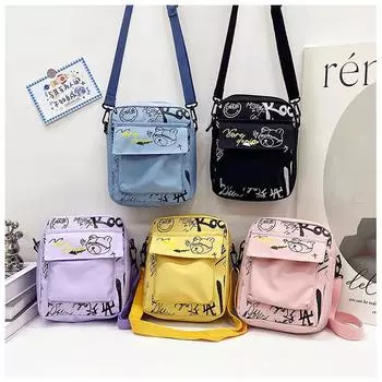 Женская сумка для покупок, сумки через плечо с граффити, нейлоновые сумки на плечо для женщин чёрный