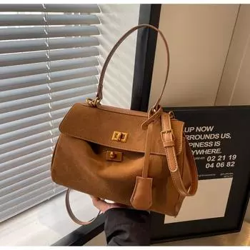 Женская сумка для работы и учебы в стиле ретро, новая модная сумка через плечо контрастного цвета большой вместимости 2024 года чёрный