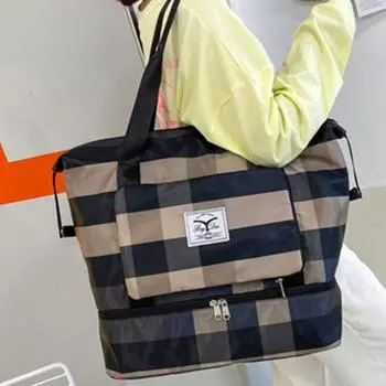 Женская сумка для сухого и влажного хранения, большая емкость, легкая, складная, гладкая, на молнии, спортивная синий