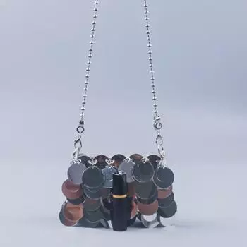 Женская сумка для телефона через плечо, блестящая, ручной работы серебряный