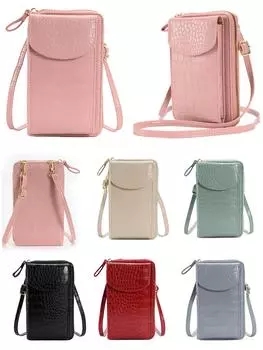 Женская сумка для телефона с плечевым ремнем, кошелек-клатч из искусственной кожи синий