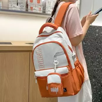 Женская сумка для ученицы средней школы кампуса, рюкзак большой емкости серый