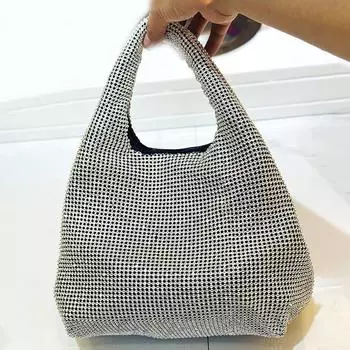 Женская сумка для ужина Guangzhou Diamond Vegetable Basket Bag Party Wallet Chain Oblique Span Handbag серебряный