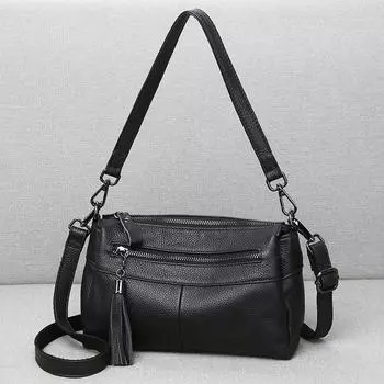 Женская сумка для женщин среднего возраста, сумка для мам, многослойная кожаная сумка, мягкая кожаная модная универсальная сумка-мессенджер с бахромой королевский синий