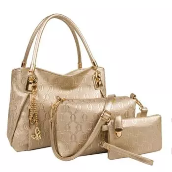Женская сумка, европейская и американская винтажная модная сумка из трех предметов с тиснением, сумка для мамы на одно плечо, сумка через плечо one size золотой