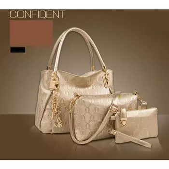 Женская сумка, европейская и американская винтажная модная сумка из трех предметов с тиснением, сумка для мамы на одно плечо, сумка через плечо