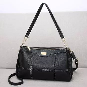 Женская сумка Feiya из натуральной кожи, первый слой коровьей кожи, швейная строчка, мягкая кожаная сумка через плечо, многосекционная, маленькая квадратная сумка