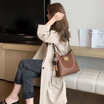 Женская сумка Французская сумка-ведро Niche Женская сумка на одно плечо Fashion Everything Диагональная сумка слоновая кость