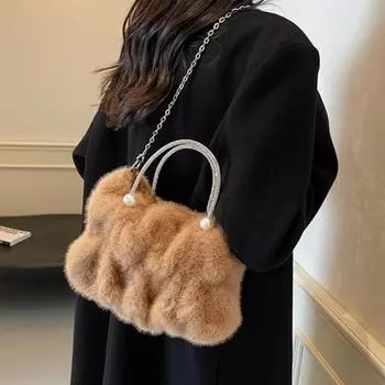 Женская сумка Furry из мягкой синтетической кожи, вместительная женская сумка через плечо