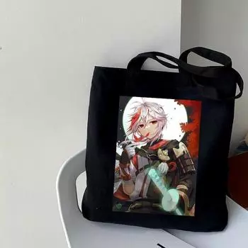 Женская сумка Genshin Impact Kaedehara Kazuha, мультяшная сумка-шоппер Y2K, ретро сумка на плечо, японская холщовая сумка Harajuku большой вместимости 24*26cm