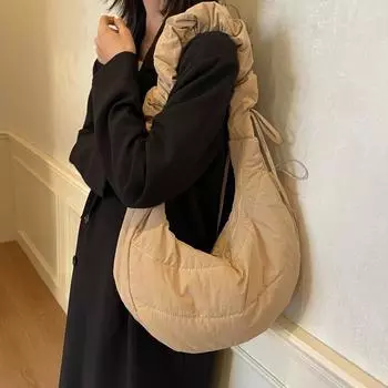 Женская сумка-хобо, большая вместимость, сумка через плечо чёрный