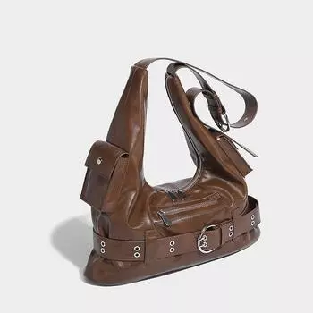 Женская сумка Hobo Crossbody в стиле ретро, сумка в стиле панк, сумка на плечо для мотоцикла, большая вместимость, модная горячая девушка