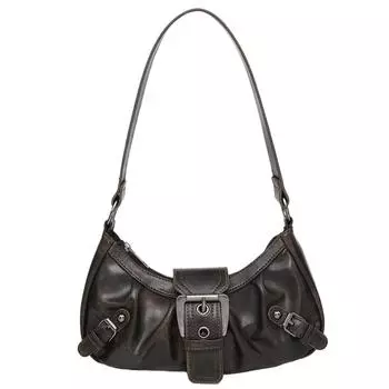 Женская сумка-хобо, плиссированная сумка из искусственной кожи в форме полумесяца, магнитная застежка, сумка под мышкой, клатч на молнии, дорожная сумка для поездок на работу Coffee