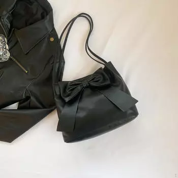 Женская сумка-хобо с бантом и декором для улицы, походов и шопинга розовый