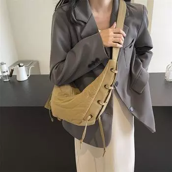 Женская сумка-хобо, сумка-мессенджер, однотонная сумка через плечо, нагрудная сумка хаки