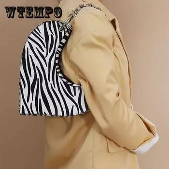 Женская сумка и кошелек, черная сумка-цепочка в форме сердца в форме зебры, сумка на молнии под мышками, универсальная сумка на одно плечо 23*26cm