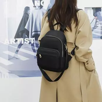 Женская сумка и рюкзак, модные однотонные школьные сумки для студентов, повседневные нейлоновые водонепроницаемые сумки большой вместимости One Size чёрный