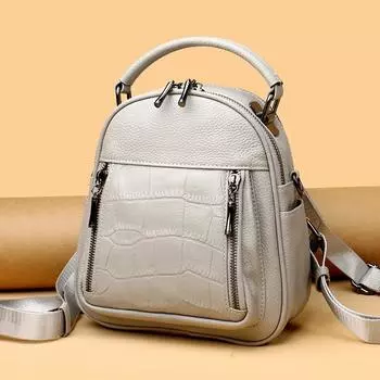 Женская сумка и рюкзак. Новые дизайнерские модные мягкие рюкзаки из натуральной кожи. Многофункциональный маленький рюкзак. Женская женская сумка через плечо. Кошелек для девочек. One Size чёрный