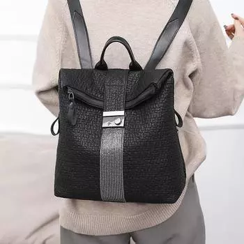 Женская сумка и рюкзак, новый роскошный дизайнерский кожаный черный рюкзак большой емкости, повседневный школьный рюкзак высокого качества для девочек, дорожный рюкзак One Size чёрный
