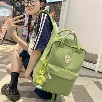 Женская сумка и рюкзак Школьные сумки для девочек-подростков Удобный хлопковый студенческий рюкзак Сплошной цвет Рюкзак для ноутбука Студенческая школьная сумка One Size жёлтый