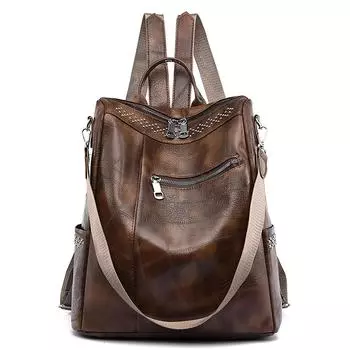 Женская сумка и рюкзак. Трендовый роскошный рюкзак из мягкой искусственной кожи. Кошельки. Женская школьная сумка для книг. Дорожный рюкзак большой вместимости. Женские сумки на плечо. One Size темно-коричневого
