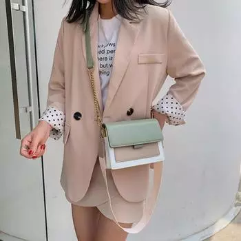 Женская сумка и рюкзак Yogodlns Кожаная сумка через плечо контрастного цвета для женщин Дорожная сумка Модная простая сумка через плечо Женская сумка через плечо One Size жёлтый