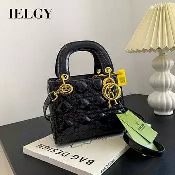 Женская сумка IELGY, большая вместимость, принцесса Диана, знаменитый темперамент, косая сумка (бесплатный шелковый шарф) розовый