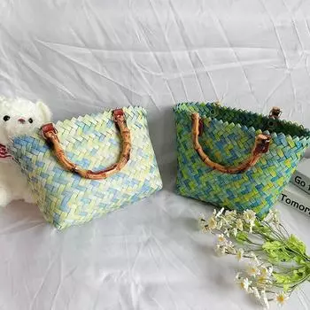 Женская сумка Internet Celebrity, французская элегантная ручная сумка для покупок, пляжная сумка синий