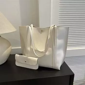 Женская сумка из двух частей, сумка через плечо, большая вместительная сумка-тоут, минималистский стиль, сумка подмышкой Tide серый