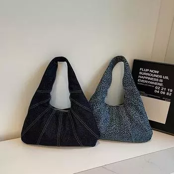 Женская сумка из джинсовой ткани с лазерной отделкой большой емкости, новый стандарт моды, усовершенствованный дизайн, ощущение сшивания, сумка на одно плечо