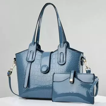 Женская сумка из глянцевой лакированной кожи, новая женская сумка 2 в 1 из композитного материала, большая вместимость, сумка через плечо на одно плечо