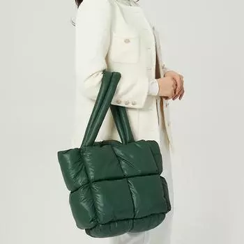 Женская сумка из хлопка с простым наполнителем, сумка-мешок из хлопка с мягким квадратным наполнителем, сумка через плечо белый