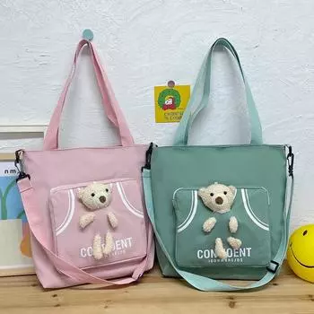 Женская сумка из холста, большая вместительная сумка через плечо, свежая и милая сумка для занятий в классе и репетиторства розовый