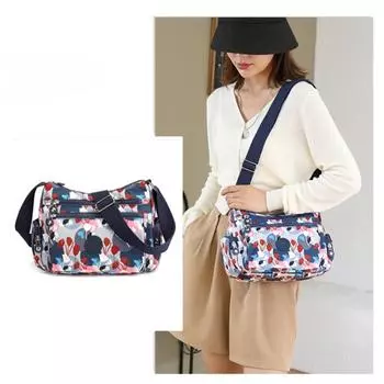 Женская сумка из холста, сумка через плечо на одно плечо среднего возраста, женская водонепроницаемая повседневная сумка из нейлоновой ткани Оксфорд с принтом, деловая сумка чёрный