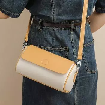 Женская сумка из искусственной кожи, круглая сумка через плечо, однотонная сумка-мессенджер с клапаном, модные сумки, простая сумка