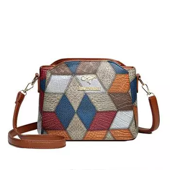 Женская сумка из искусственной кожи, маленькие женские сумки через плечо, сумки через плечо, контрастные цвета, мода