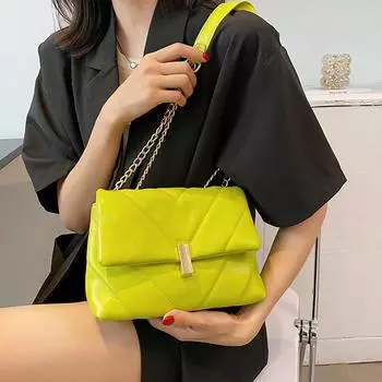 Женская сумка из искусственной кожи, новая модная сумка через плечо с цепочкой, женская повседневная универсальная сумка подмышкой (20cm<Max Length<30cm)