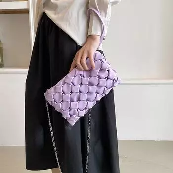 Женская сумка из искусственной кожи, плетение, новые модные цепочки, ажурная мягкая сумка на молнии, кошельки и сумки