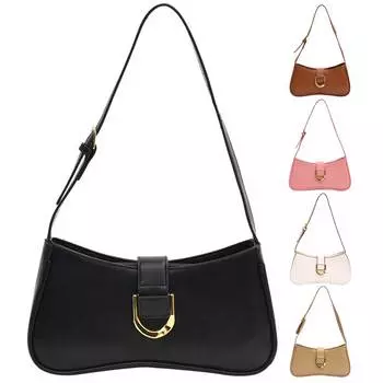 Женская сумка из искусственной кожи под мышками, большая вместительная сумка с верхней ручкой, однотонная простая сумка-тоут с регулируемым ремешком для путешествий на открытом воздухе чёрный