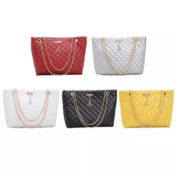 Женская сумка из искусственной кожи с цепочкой, женские однотонные большие сумки с верхней ручкой, женская дизайнерская роскошная сумка-тоут, женские модные сумки на плечо красный