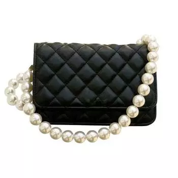 Женская сумка из искусственной кожи с клапаном и жемчужными цепочками, модные сумки на ремне с застежкой-молнией, сумки-мессенджеры и сумки через плечо для девочек, мини-сумка в европейско-американском стиле