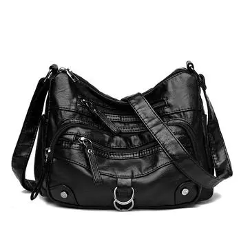 Женская сумка из искусственной кожи среднего возраста, сумка для мам, большая вместимость, многослойная сумка через плечо коричневый