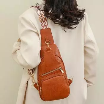 Женская сумка из искусственной кожи в 2024 году, новая однотонная женская сумка через плечо в стиле ретро, спортивный рюкзак Maillard на открытом воздухе, модная нагрудная сумка