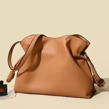 Женская сумка из искусственной кожи в английском стиле, роскошная дизайнерская плиссированная сумка-мешок на плечо со шнурком, модный тренд