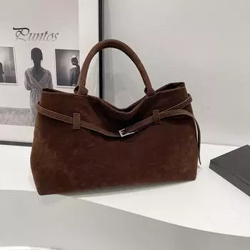 Женская сумка из искусственной замши в винтажном стиле с матовой поверхностью, большая вместимость, поясной декор, сумка для подмышек, сумка для покупок, свиданий, поездок на работу, сумка на плечо красный